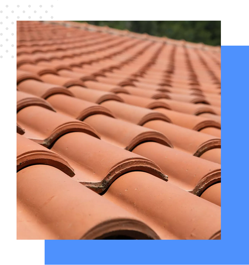 A close up of the roof of a house